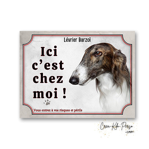 Plaque levrier barzoi Attention au chien panneau de portail je monte la garde