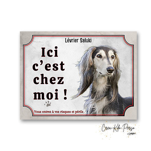 Plaque levrier saluki Attention au chien panneau de portail je monte la garde