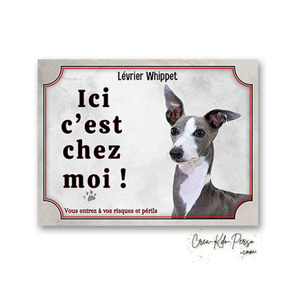 Plaque levrier whippet Attention au chien panneau de portail je monte la garde