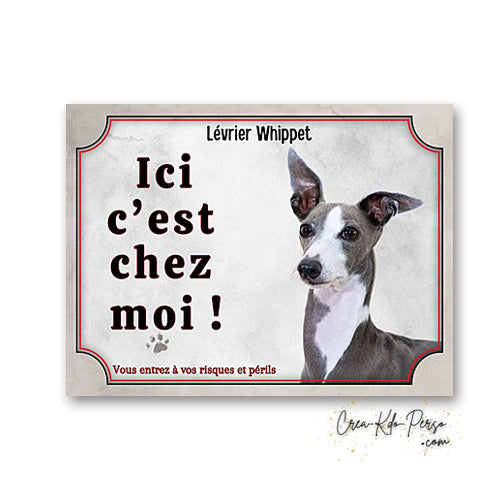 Plaque levrier whippet Attention au chien panneau de portail je monte la garde