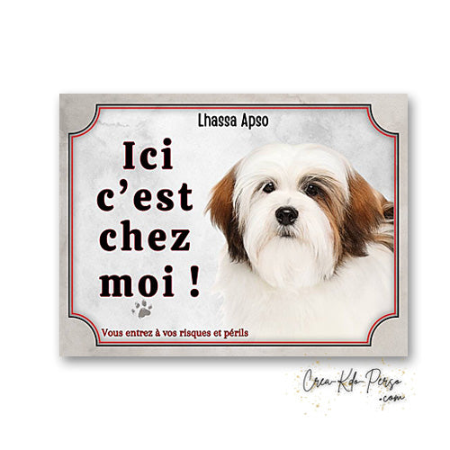 Plaque lhassa apso Attention au chien panneau de portail je monte la garde