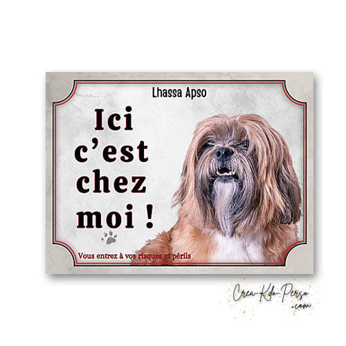 Plaque lhassa apso Attention au chien panneau de portail je monte la garde