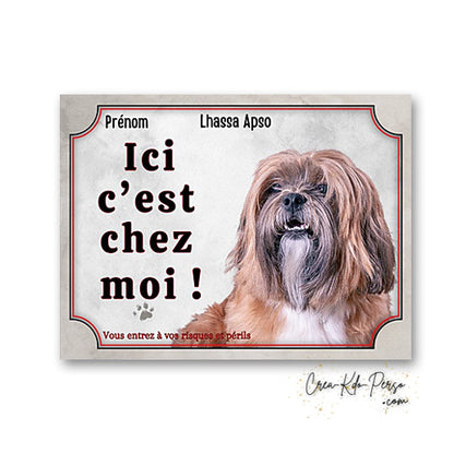 Plaque lhassa apso Attention au chien panneau de portail je monte la garde
