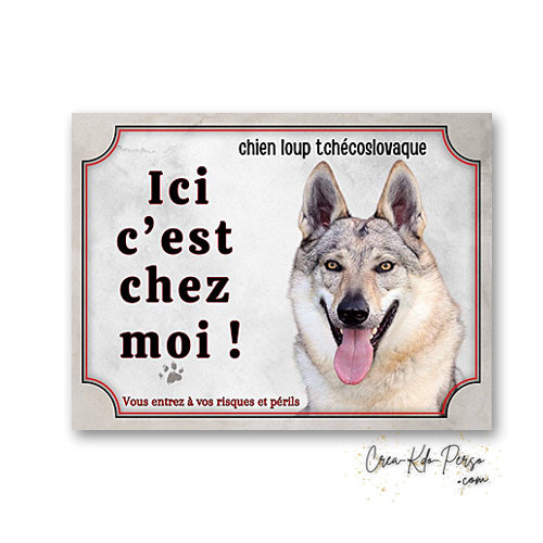 Plaque loup tcheque Attention au chien panneau de portail je monte la garde