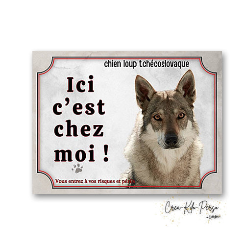 Plaque loup tcheque Attention au chien panneau de portail je monte la garde