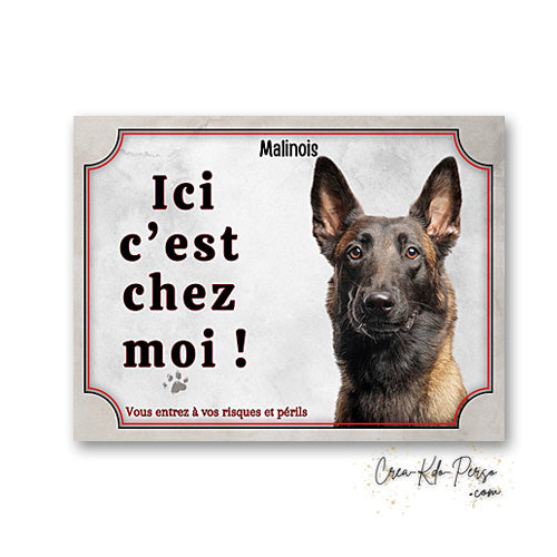 Plaque de portail Malinois Attention au chien panneau je monte la garde