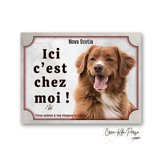 Plaque Nova scotia Attention au chien panneau de portail je monte la garde