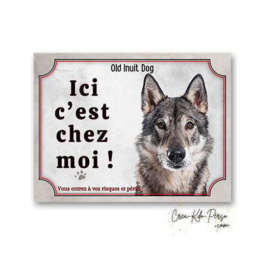Plaque old inuit dog Attention au chien panneau de portail je monte la garde