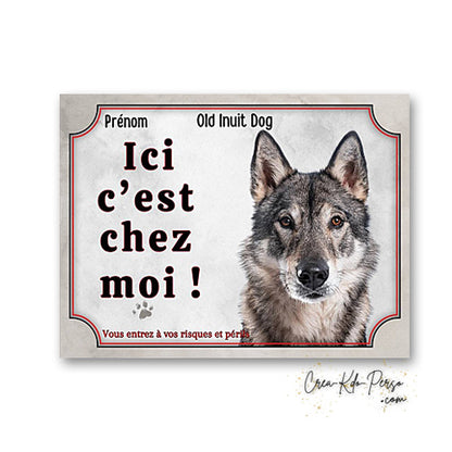 Plaque old inuit dog Attention au chien panneau de portail je monte la garde