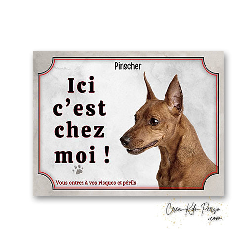 Plaque Pinscher Attention au chien panneau de portail je monte la garde