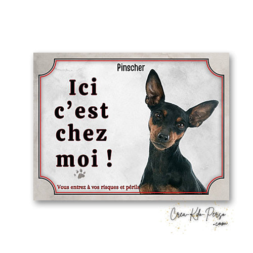 Plaque Pinscher Attention au chien panneau de portail je monte la garde