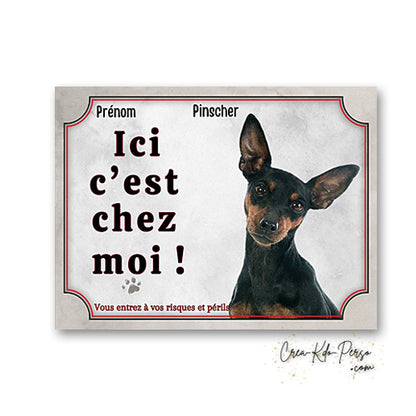 Plaque Pinscher Attention au chien panneau de portail je monte la garde