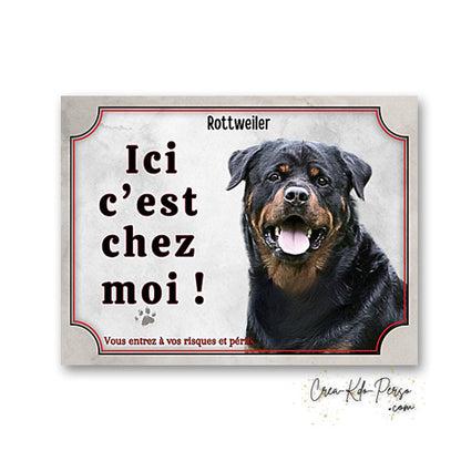Plaque de portail Rottweiler Attention au chien panneau je monte la garde