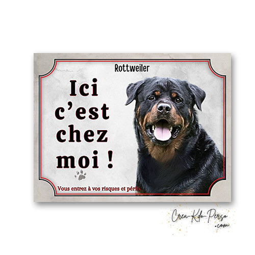 Plaque de portail Rottweiler Attention au chien panneau je monte la garde