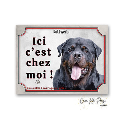 Plaque de portail Rottweiler Attention au chien panneau je monte la garde