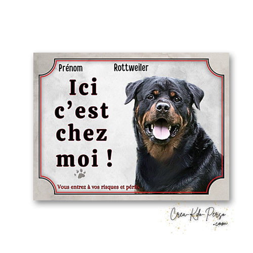 Plaque de portail Rottweiler Attention au chien panneau je monte la garde