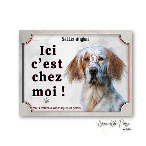 Plaque Setter Attention au chien panneau de portail je monte la garde