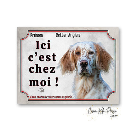 Plaque Setter Attention au chien panneau de portail je monte la garde