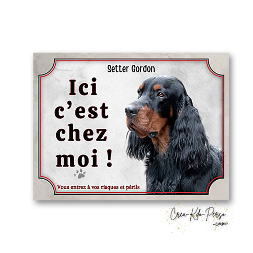 Plaque Setter Attention au chien panneau de portail je monte la garde