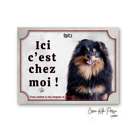 Plaque Spitz Attention au chien panneau de portail je monte la garde