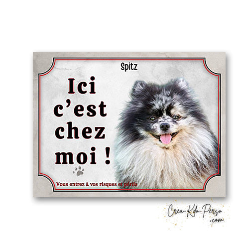 Plaque Spitz Attention au chien panneau de portail je monte la garde