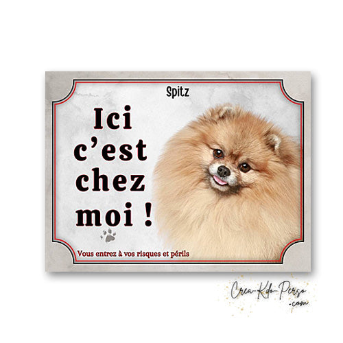 Plaque Spitz Attention au chien panneau de portail je monte la garde