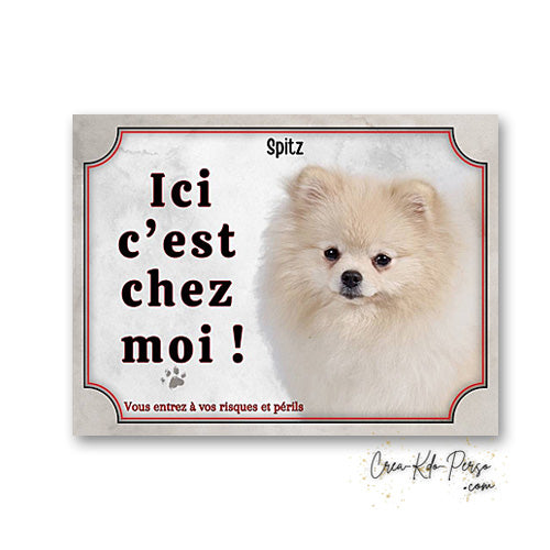 Plaque Spitz Attention au chien panneau de portail je monte la garde