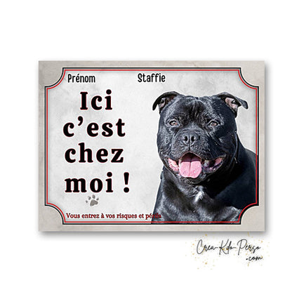 Plaque staffie Attention au chien panneau de portail je monte la garde