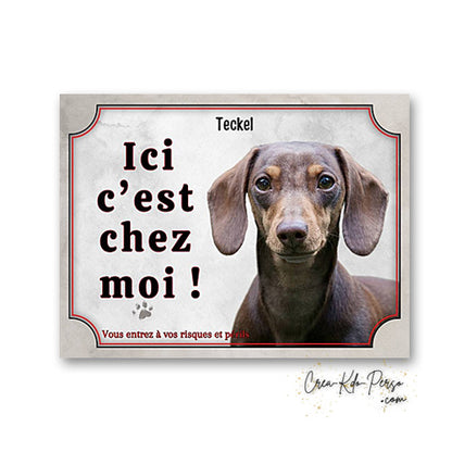 Plaque teckel Attention au chien panneau de portail je monte la garde