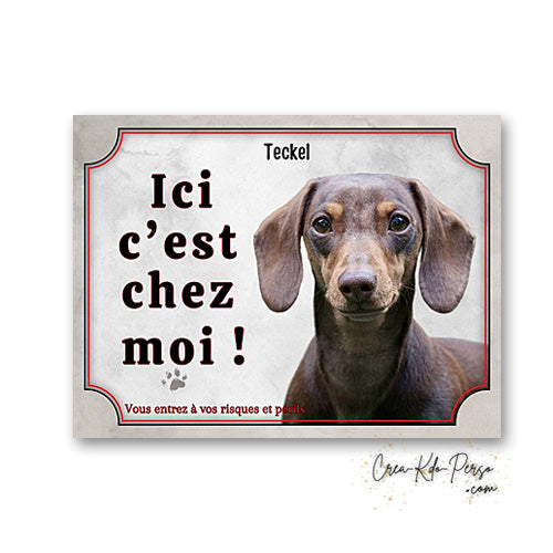 Plaque teckel Attention au chien panneau de portail je monte la garde