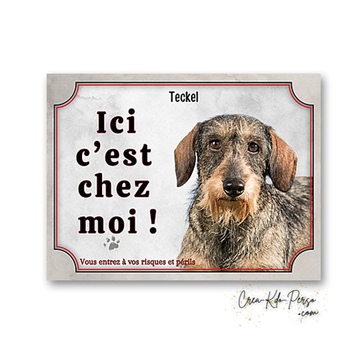 Plaque teckel Attention au chien panneau de portail je monte la garde