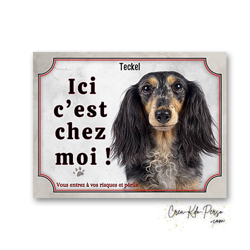 Plaque teckel Attention au chien panneau de portail je monte la garde