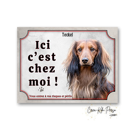 Plaque teckel Attention au chien panneau de portail je monte la garde