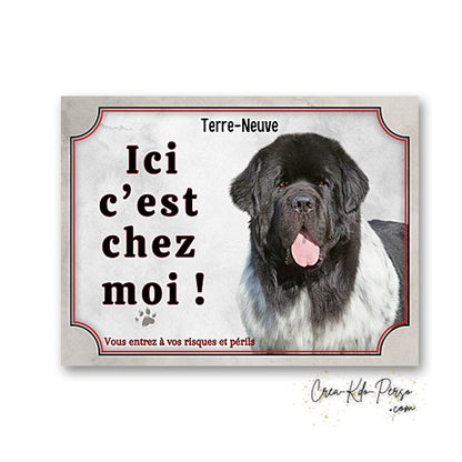 Plaque Terre neuve Attention au chien panneau de portail je monte la garde