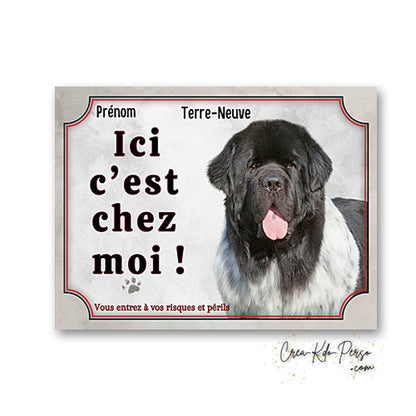 Plaque Terre neuve Attention au chien panneau de portail je monte la garde