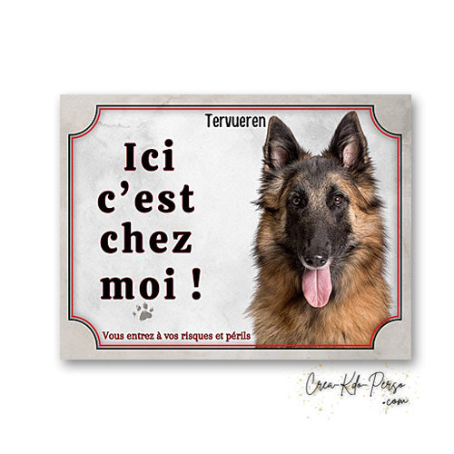 Plaque de portail Tervueren Attention au chien panneau je monte la garde