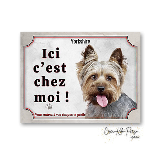 Plaque Yorkshire Attention au chien panneau de portail je monte la garde