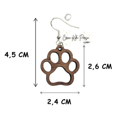 Boucles d'oreilles Patte de Chien & Chat en Contreplaqué de Bois – Bijoux Animaux artisanaux