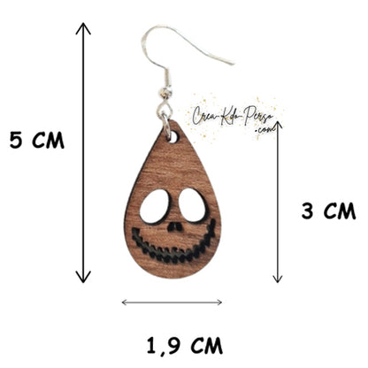 Boucle d'oreille en bois squelette