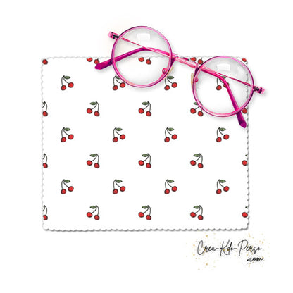 Essui-lunette Chiffonnette motif grappes de Cerises en vrac