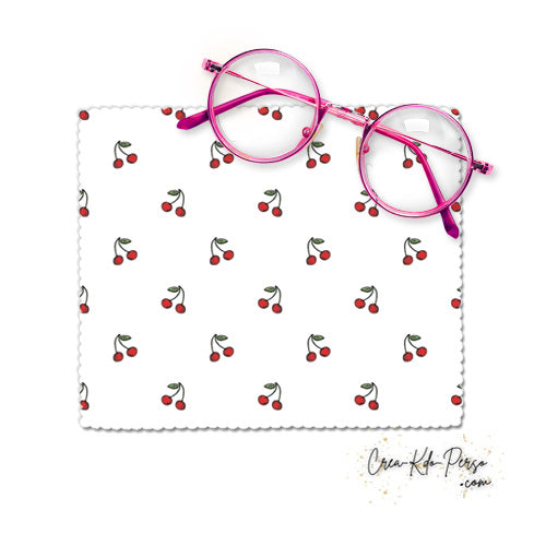 Essui-lunette Chiffonnette motif grappes de Cerises en vrac