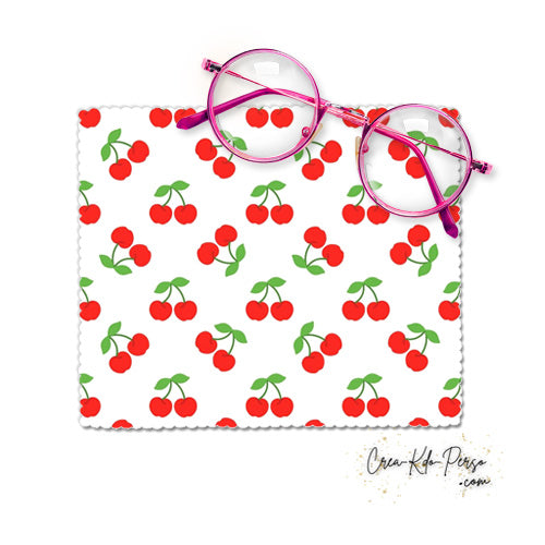 Essuie-lunette Chiffonnette motif grappes de Cerises rouges