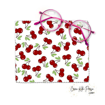 Essuie-lunette Chiffonnette motif cerises rouges
