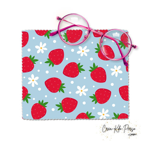 Essuie-lunette Chiffonnette motif fraises gourmandes