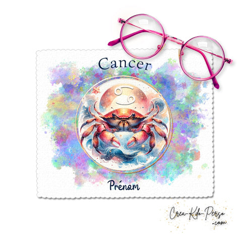 Chiffon à lunettes personnalisé signe astrologique Cancer horoscope