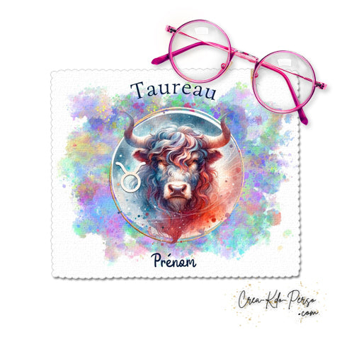 Chiffon à lunettes personnalisé signe astrologique Taureau horoscope