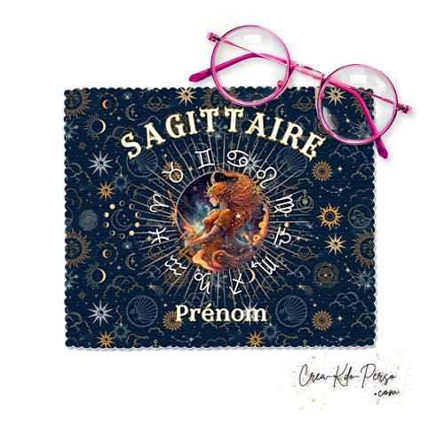 Chiffon à lunettes personnalisé signe astrologique horoscope Sagittaire