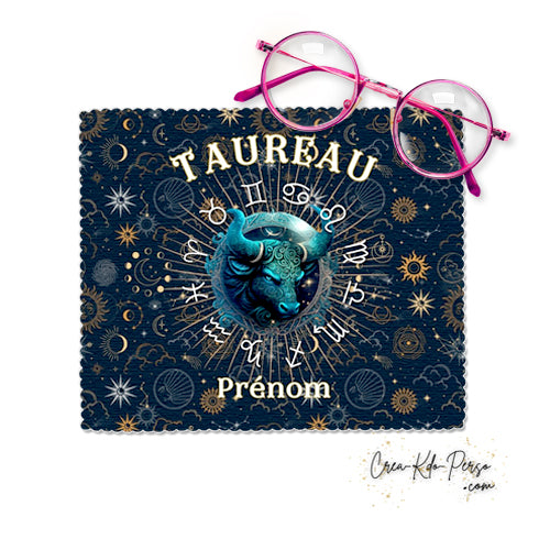 Chiffon à lunettes personnalisé signe astrologique horoscope Taureau
