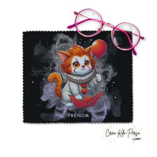Chiffon à lunettes chat clown ça avec son ballon rouge horreur humour