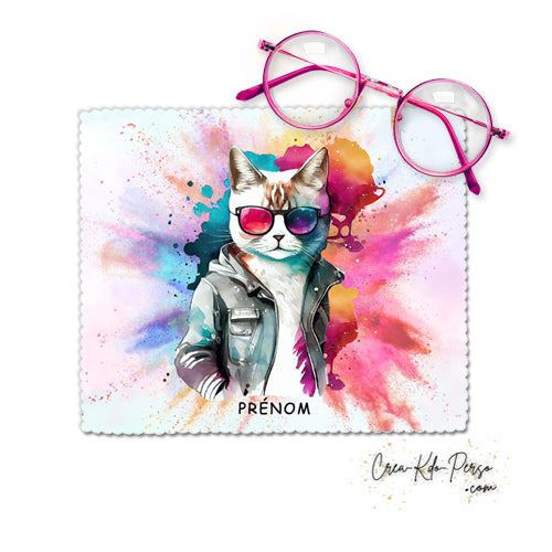 Chiffon à lunettes chat chaton superstar avec lunettes et taches colorées